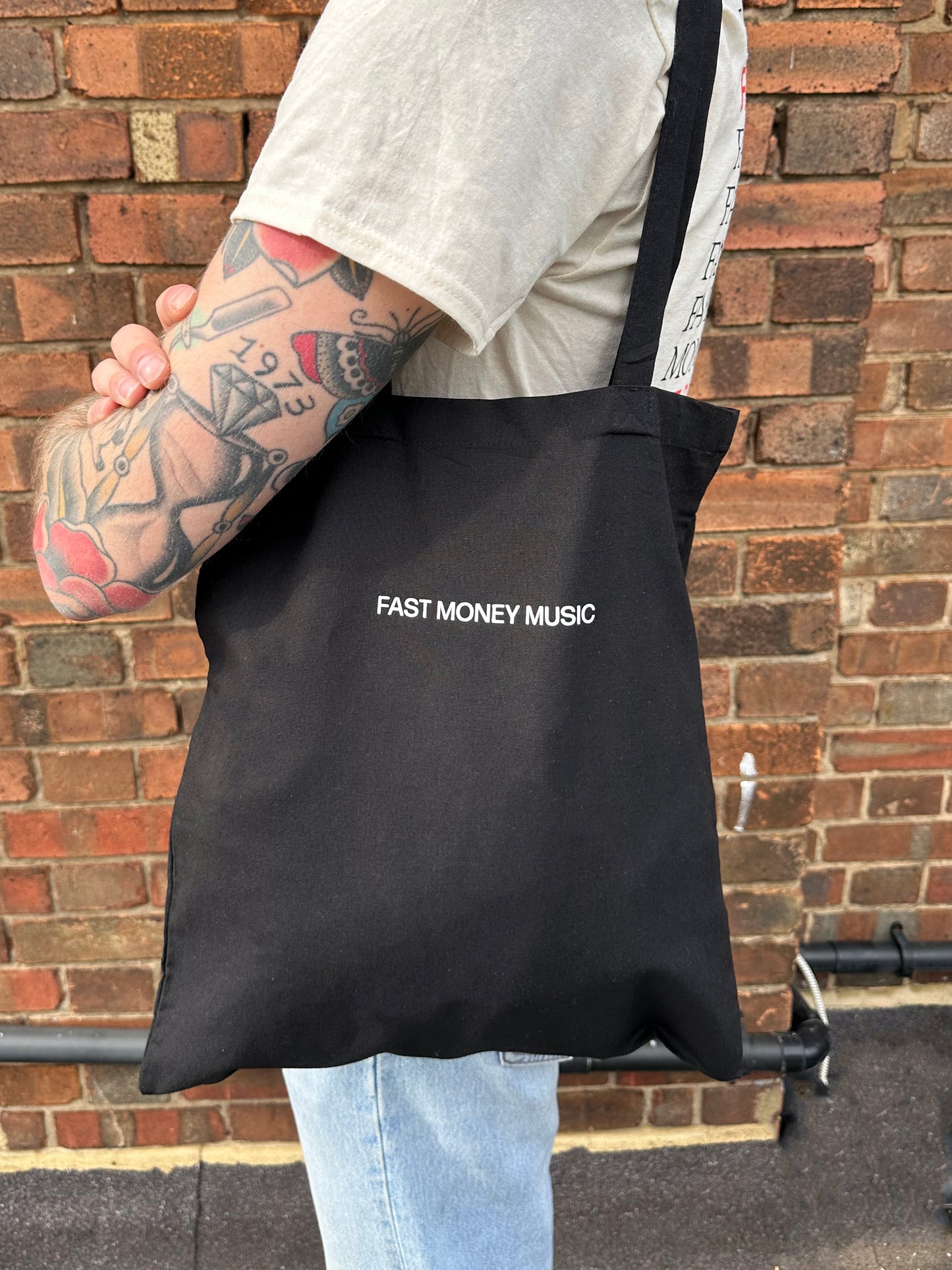 Fast Money Music Canvas Tote Bag in Black